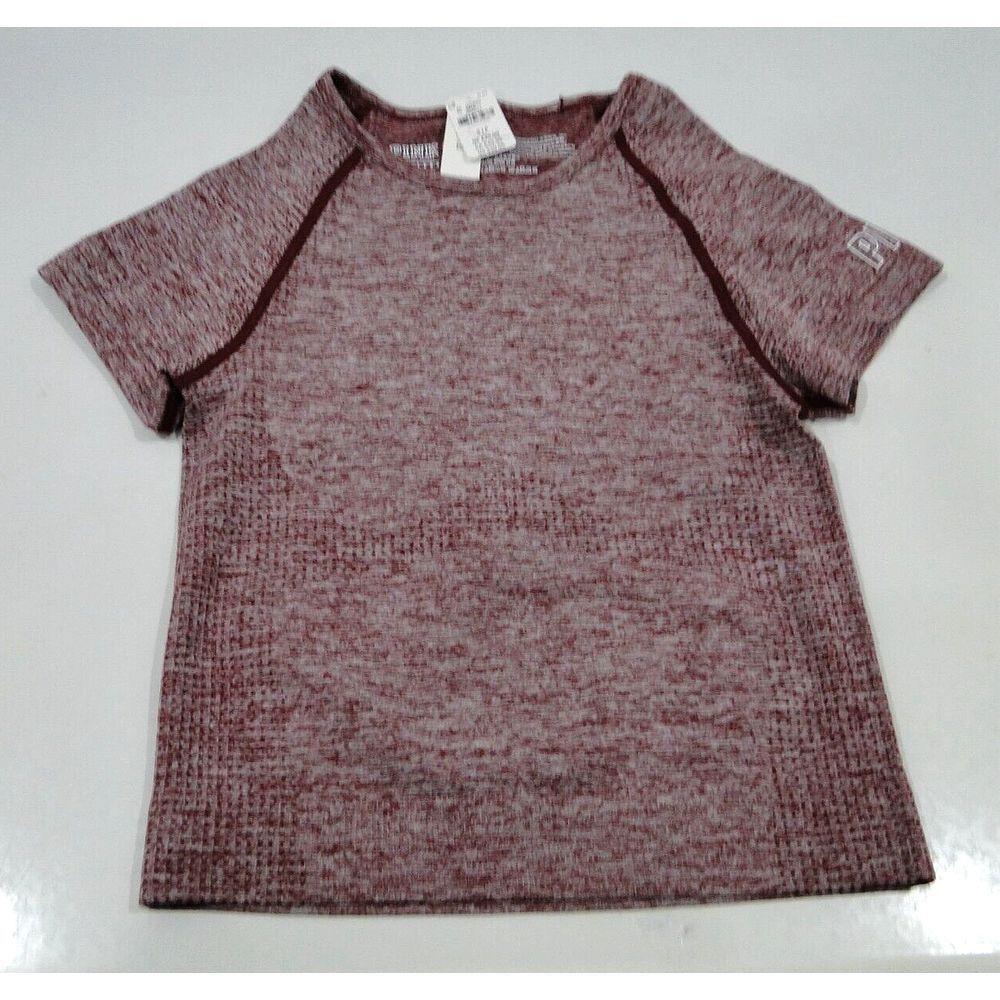 Victoria's Secret PINK SEAMLESS WORKOUT CROP TOP T SHIRT CREW Small NWT Maroon
